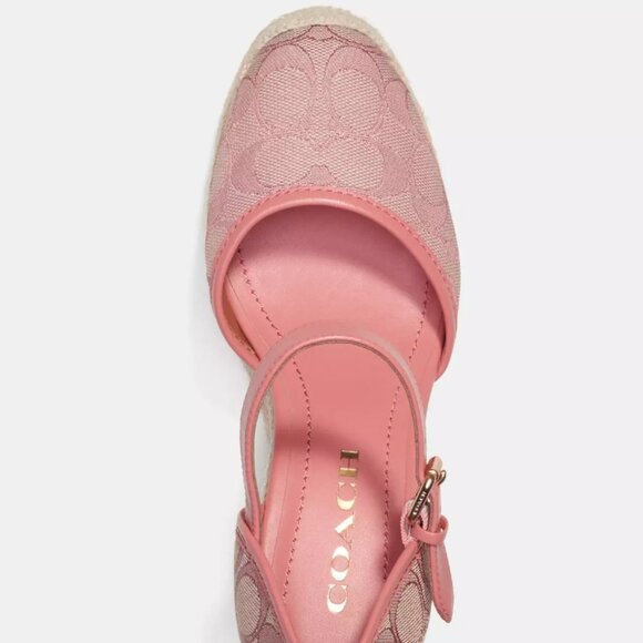 NIB - COACH Raine Espadrille In Signature Jacquard Sandal - size 5 US Pink - Picture 4 of 16